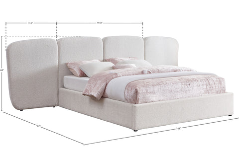 Sloane Cream Boucle Fabric Upholstered King Bed, 1 Piece (Style 3)