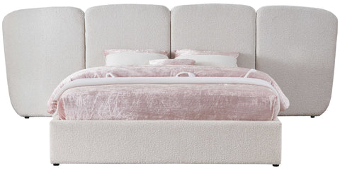 Sloane Cream Boucle Fabric Upholstered King Bed, 1 Piece (Style 3)