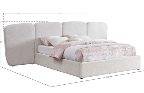 Sloane Cream Boucle Fabric Upholstered Queen Bed, 1 Piece (Style 3)
