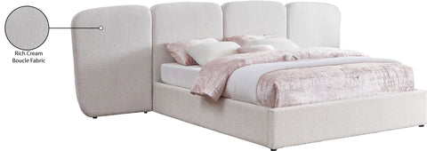 Sloane Cream Boucle Fabric Upholstered Queen Bed, 1 Piece (Style 3)