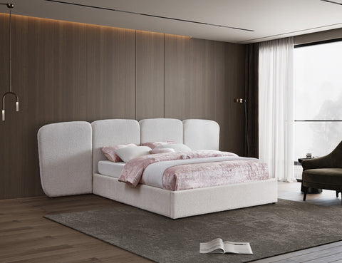 Sloane Cream Boucle Fabric Upholstered Queen Bed, 1 Piece (Style 3)