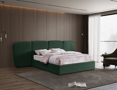 Sloane Green Boucle Fabric Upholstered King Bed, 1 Piece