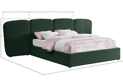 Reeves Green Green Boucle Fabric Queen Bed (3 Boxes)