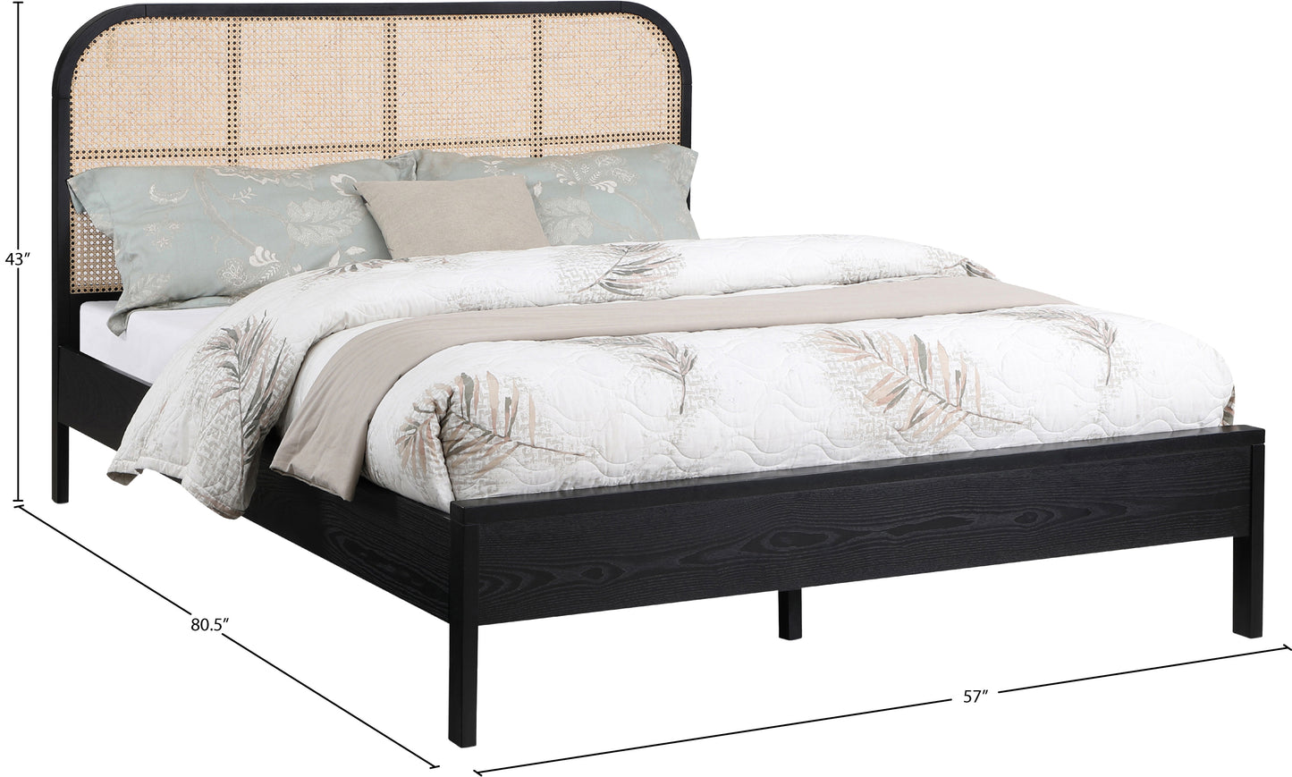 abbington black ash wood full bed (3 boxes) f