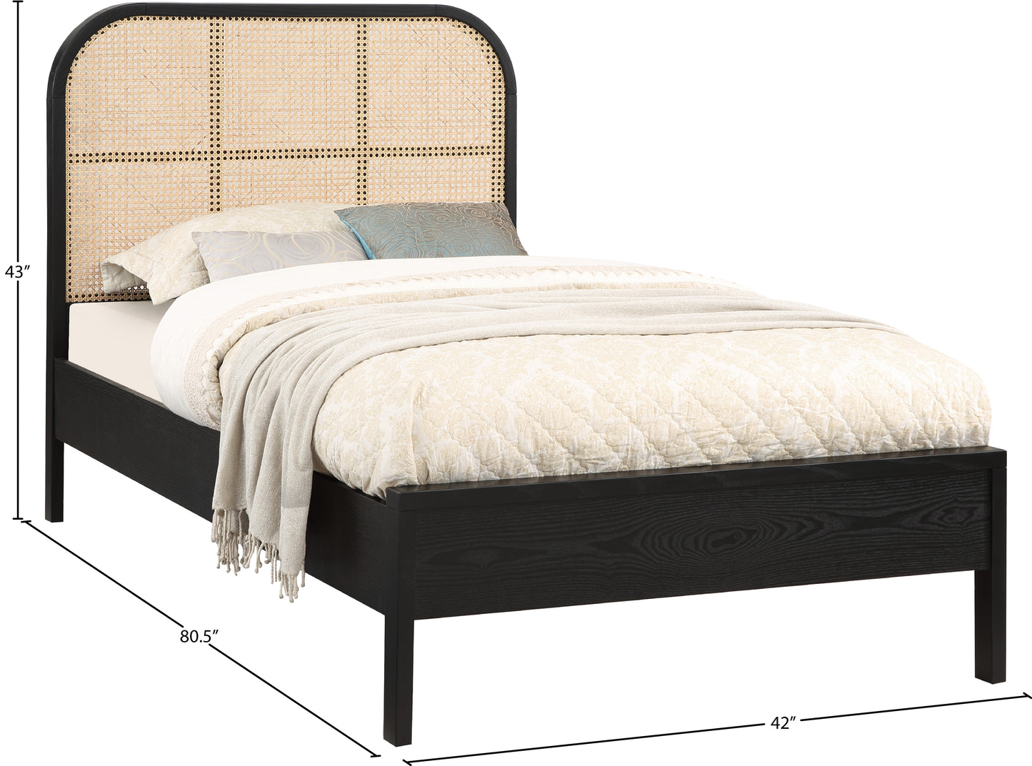 abbington black ash wood twin bed (3 boxes) t