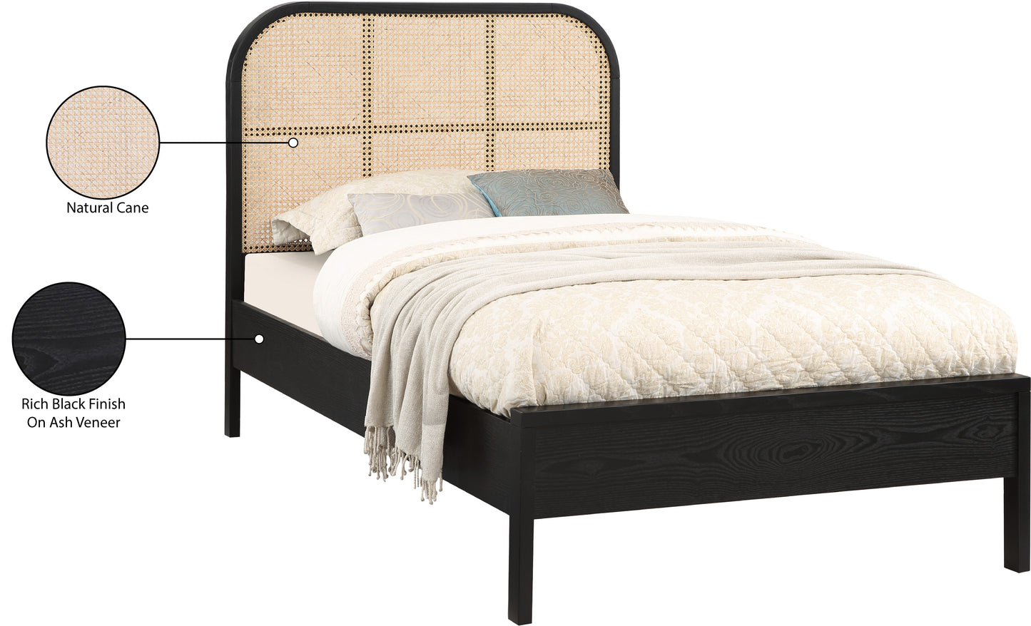 abbington black ash wood twin bed (3 boxes) t