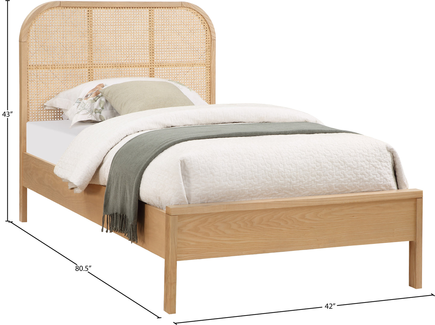 abbington natural ash wood twin bed (3 boxes) t