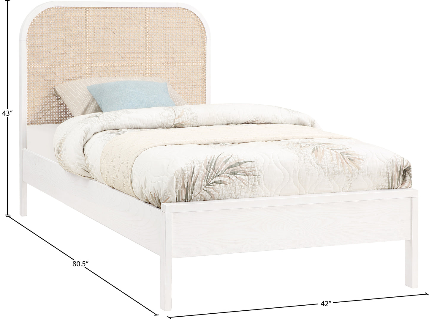 abbington white ash wood twin bed (3 boxes) t