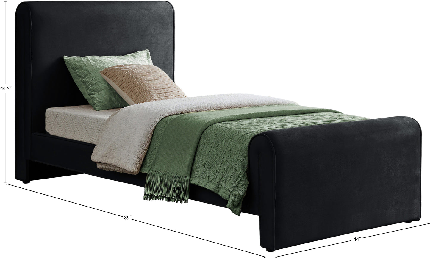 encore black velvet twin bed (3 boxes) t