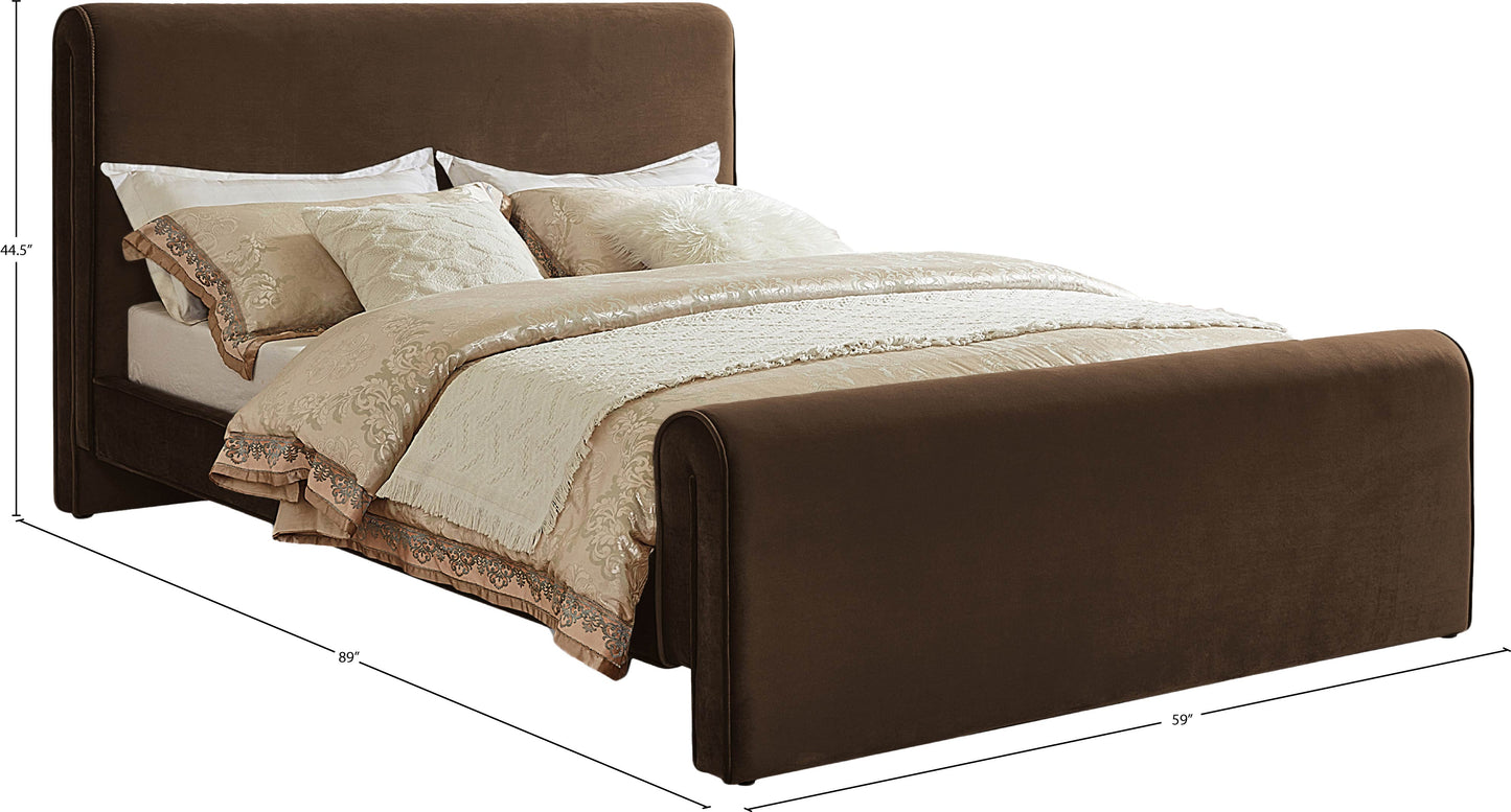 encore brown velvet full bed (3 boxes) f