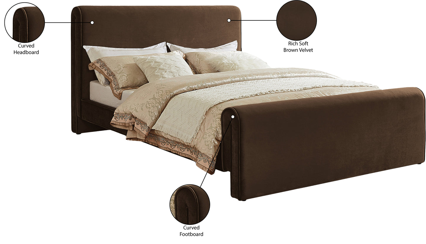 encore brown velvet full bed (3 boxes) f