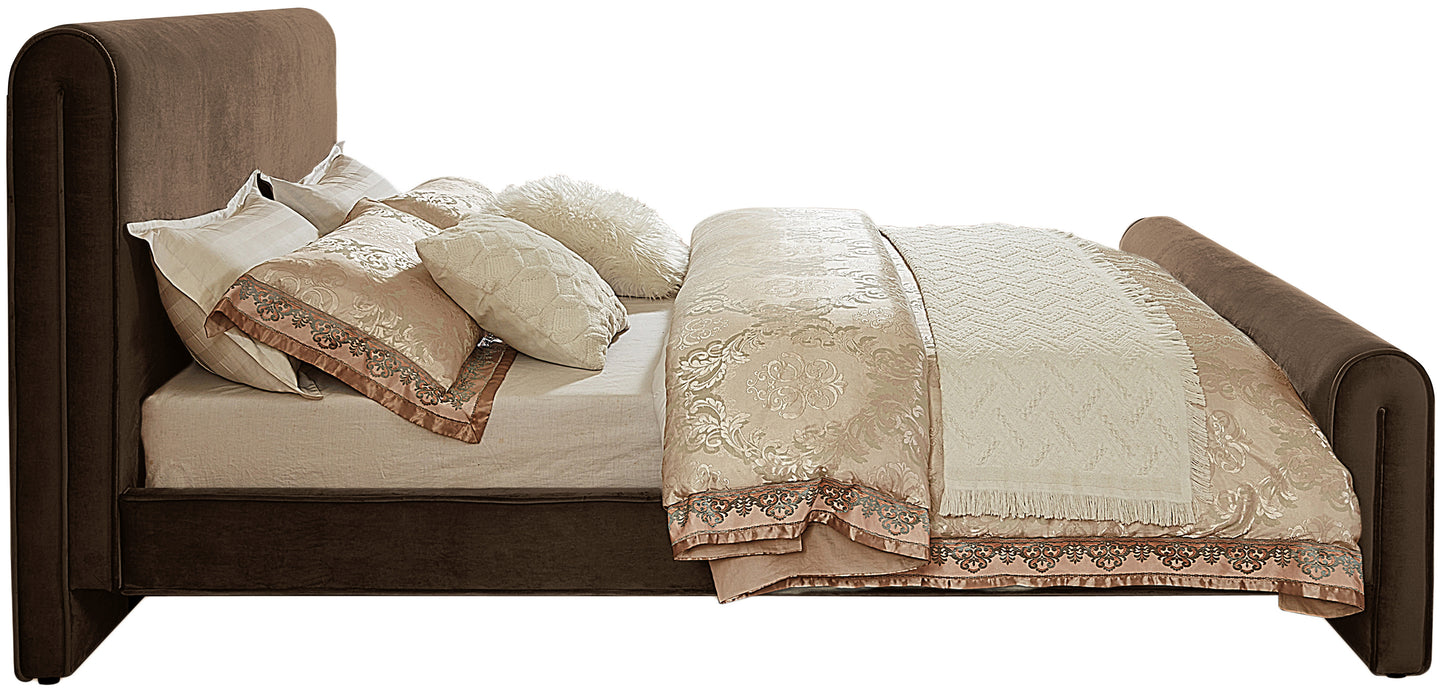 encore brown velvet full bed (3 boxes) f