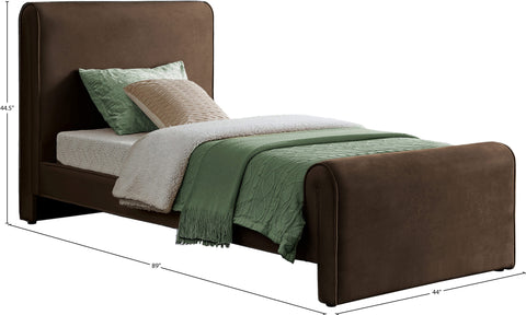 Encore Brown Velvet Twin Bed (3 Boxes) T