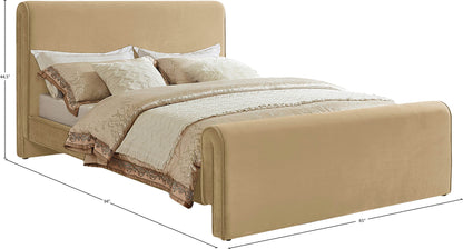 Encore Camel Velvet Queen Bed (3 Boxes) Q