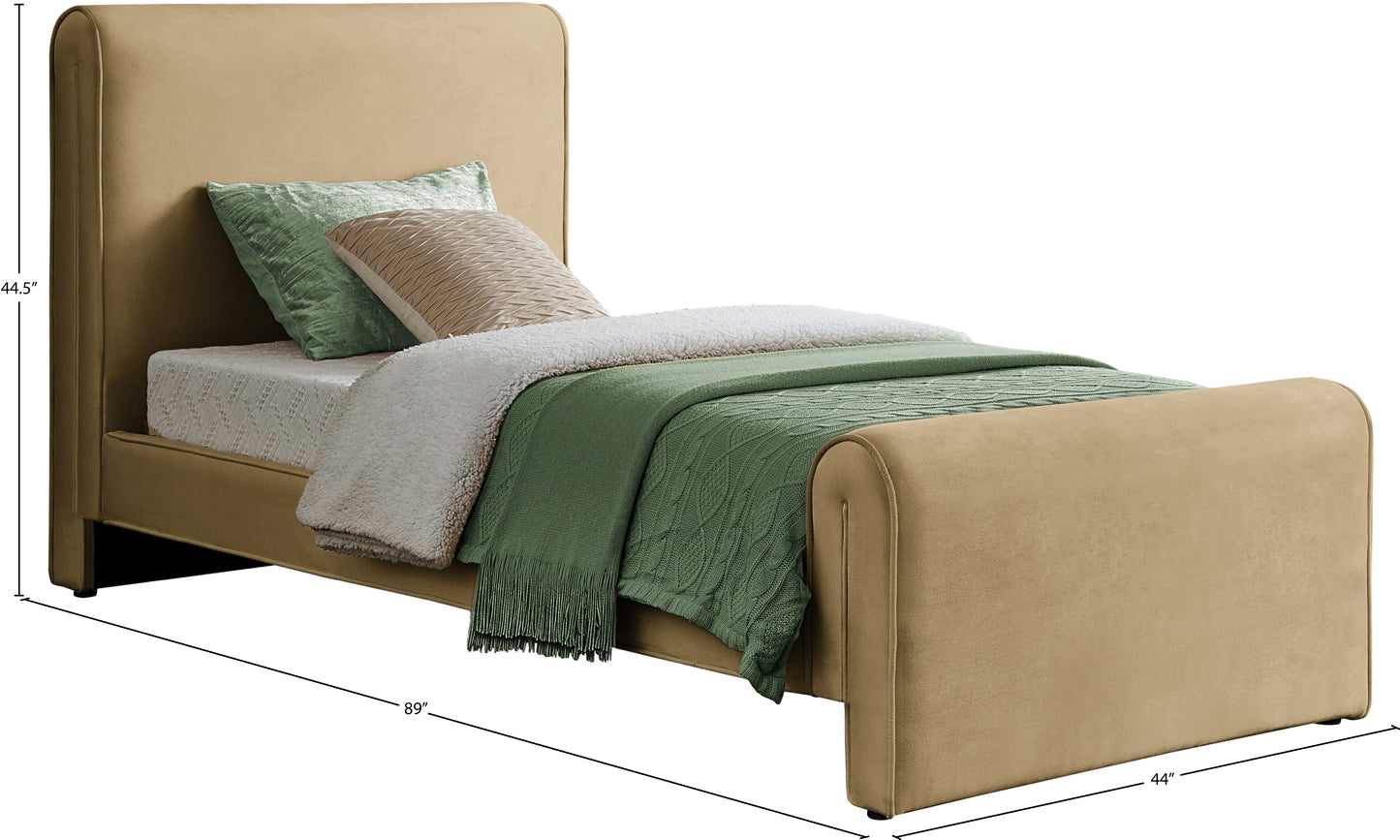 encore camel velvet twin bed (3 boxes) t