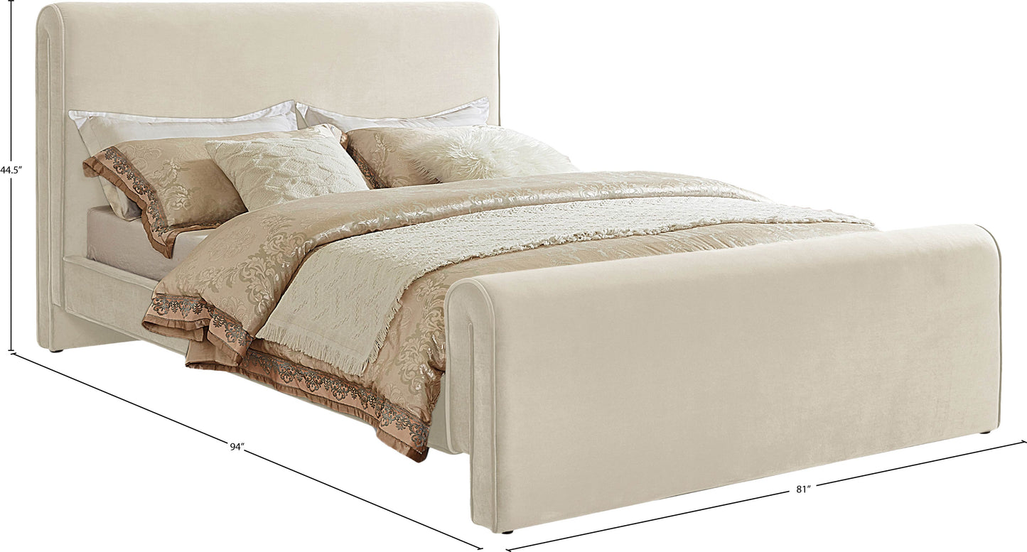 encore cream velvet king bed (3 boxes) k