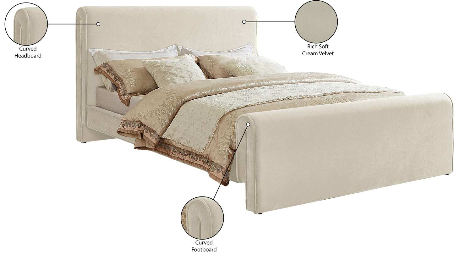 encore cream velvet king bed (3 boxes) k