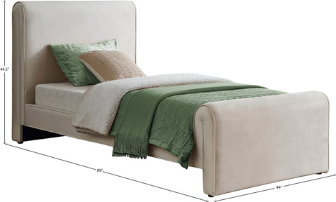 Encore Cream Velvet Twin Bed (3 Boxes) T