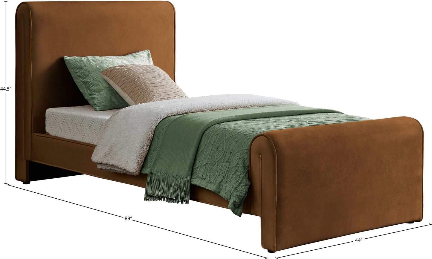 encore saddle velvet twin bed (3 boxes) t