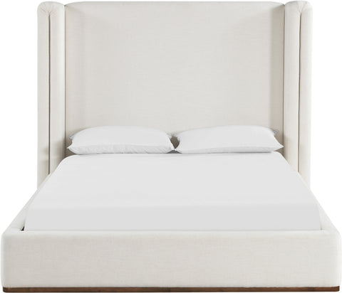 Waverly Cream Linen Textured Fabric Upholstered Full Bed, 1 Piece