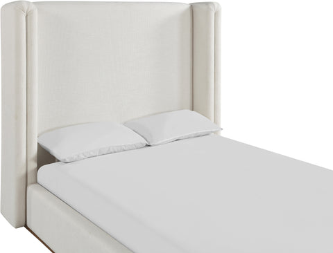 Waverly Cream Linen Textured Fabric Upholstered King Bed, 1 Piece