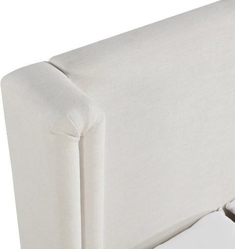 Waverly Cream Linen Textured Fabric Upholstered Queen Bed, 1 Piece
