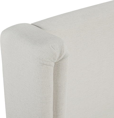 Waverly Cream Linen Textured Fabric Upholstered Twin Bed, 1 Piece