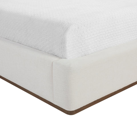 Waverly Cream Linen Textured Fabric Upholstered Twin Bed, 1 Piece