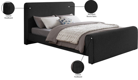 Kira Black Boucle Fabric Queen Bed (3 Boxes) Q