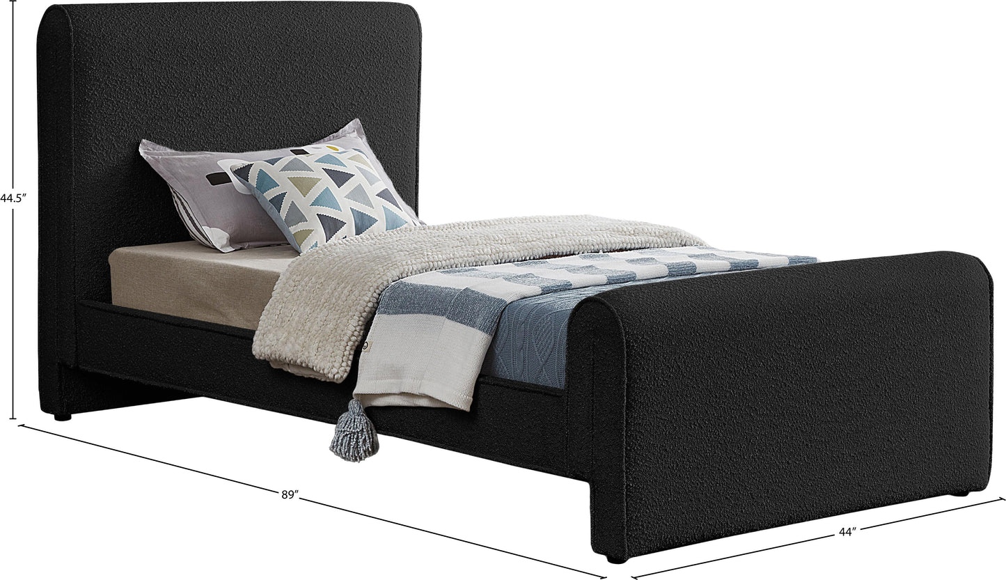 kira black boucle fabric twin bed (3 boxes) t