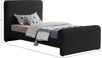 Kira Black Boucle Fabric Twin Bed (3 Boxes) T