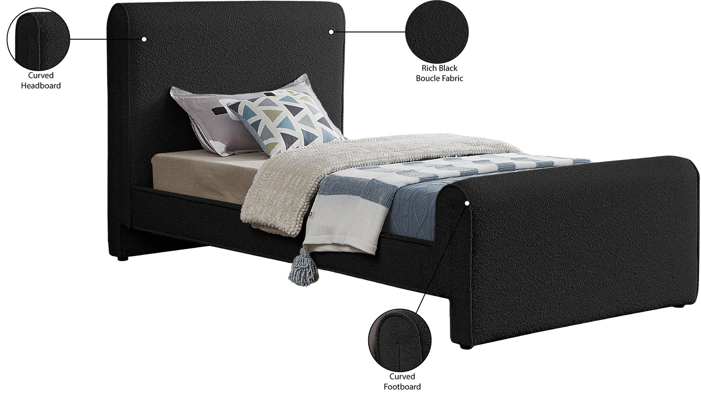 kira black boucle fabric twin bed (3 boxes) t