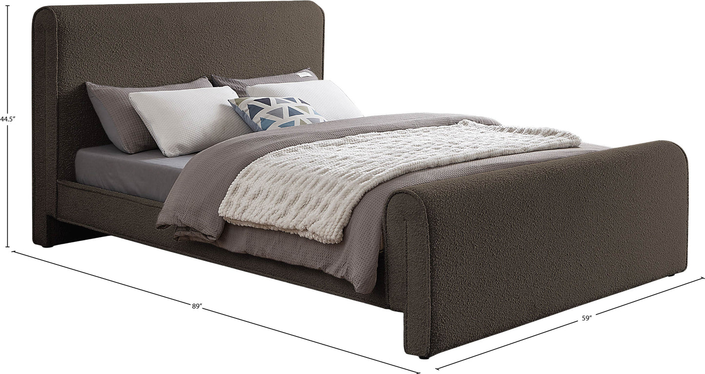 kira brown boucle fabric full bed (3 boxes) f