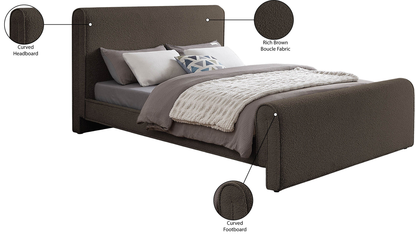 kira brown boucle fabric full bed (3 boxes) f