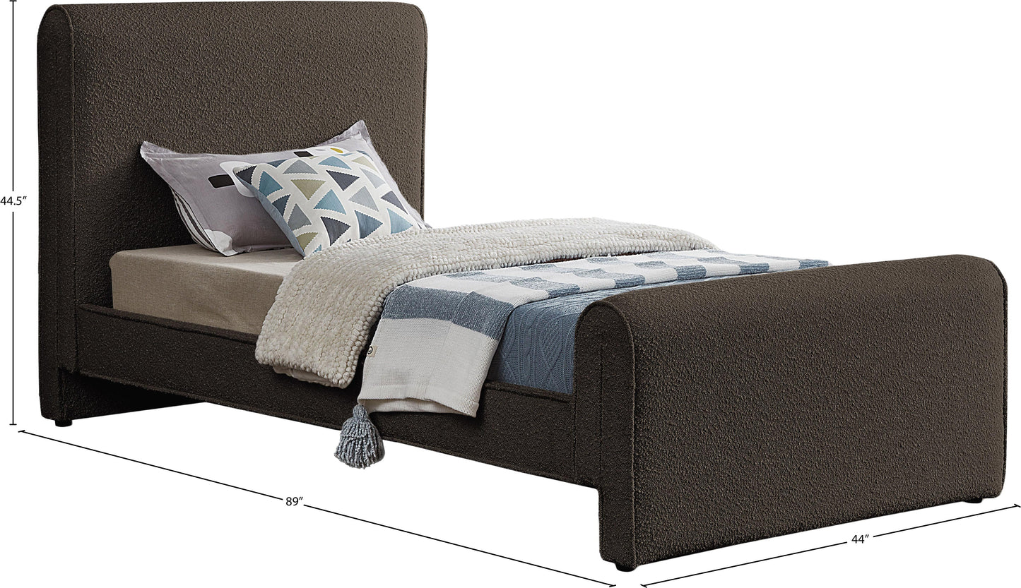 kira brown boucle fabric twin bed (3 boxes) t