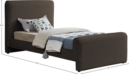 Kira Brown Boucle Fabric Twin Bed (3 Boxes) T