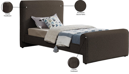 Kira Brown Boucle Fabric Twin Bed (3 Boxes) T