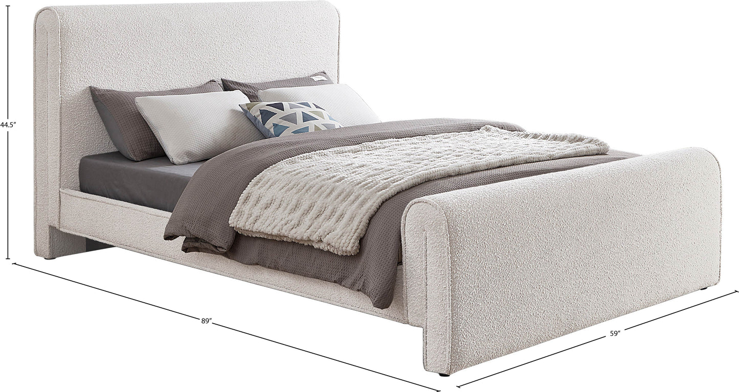 kira cream boucle fabric full bed (3 boxes) f