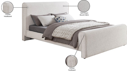 Kira Cream Boucle Fabric Full Bed (3 Boxes) F