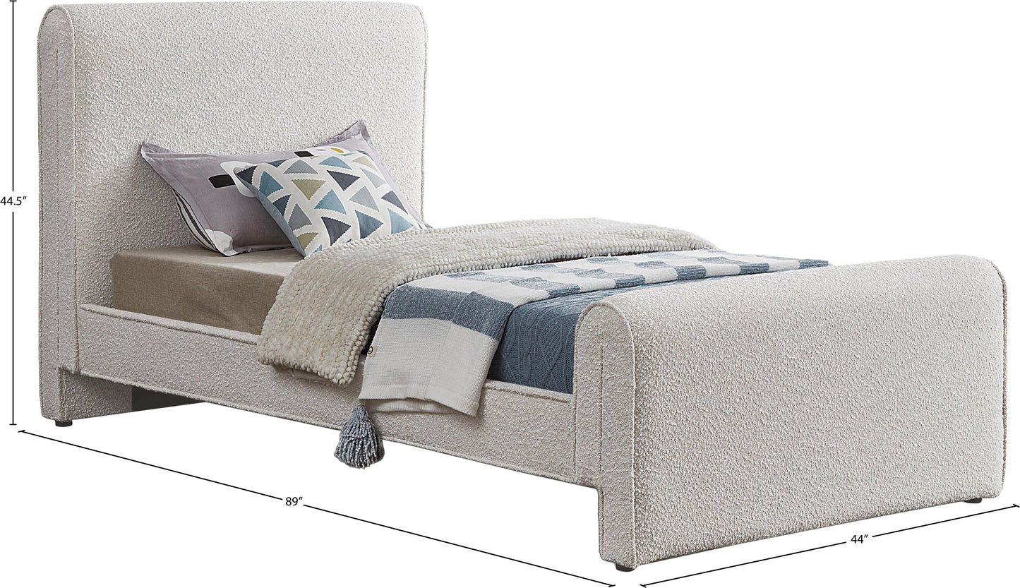 kira cream boucle fabric twin bed (3 boxes) t