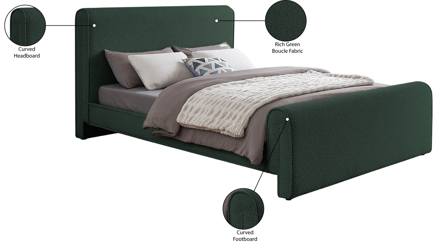 kira green boucle fabric full bed (3 boxes) f