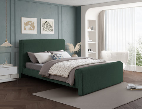 Waverly Green Boucle Fabric Upholstered Full Bed, 1 Piece