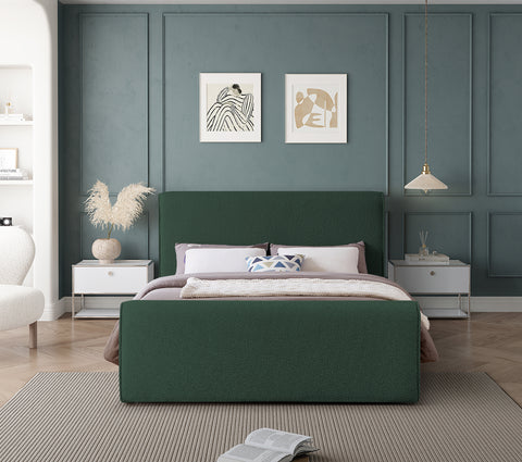 Waverly Green Boucle Fabric Upholstered Full Bed, 1 Piece
