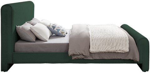 Waverly Green Boucle Fabric Upholstered King Bed, 1 Piece