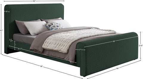 Waverly Green Boucle Fabric Upholstered Queen Bed, 1 Piece