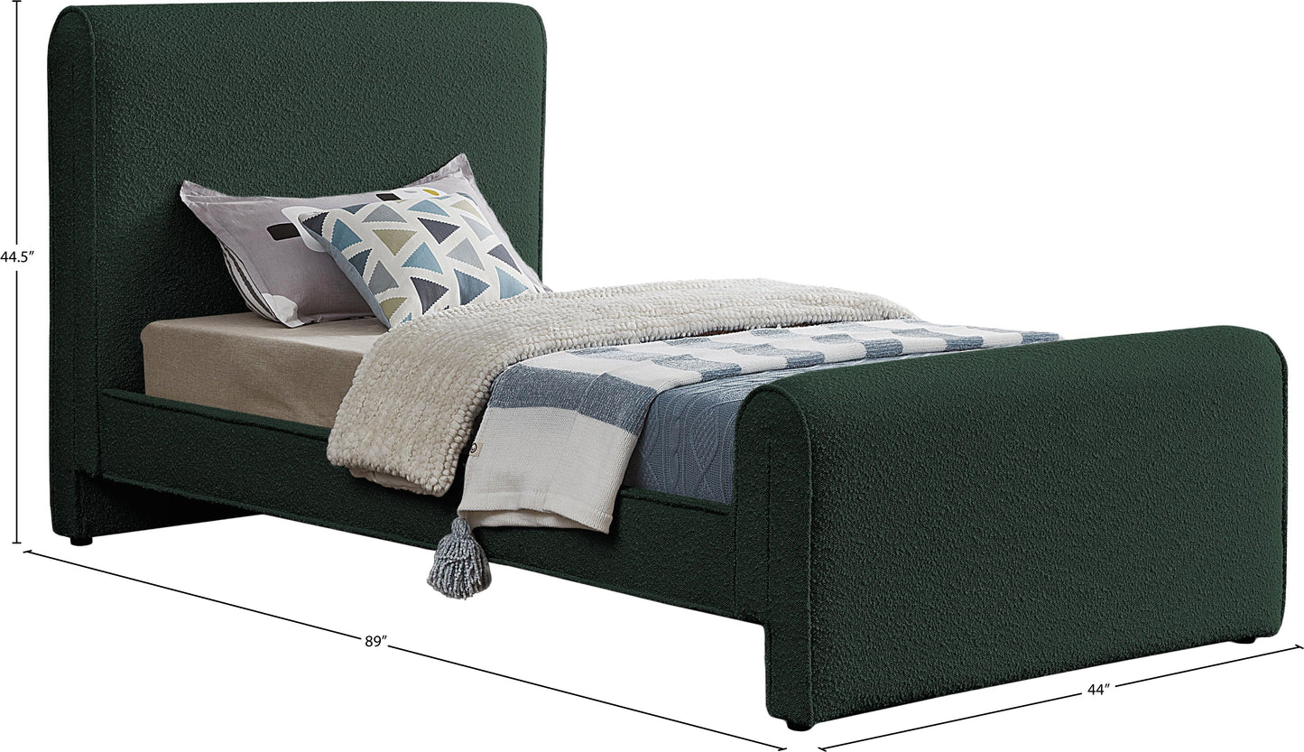 kira green boucle fabric twin bed (3 boxes) t