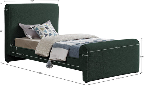 Waverly Green Boucle Fabric Upholstered Twin Bed, 1 Piece