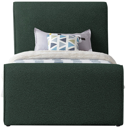 Waverly Green Boucle Fabric Upholstered Twin Bed, 1 Piece
