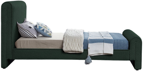Waverly Green Boucle Fabric Upholstered Twin Bed, 1 Piece