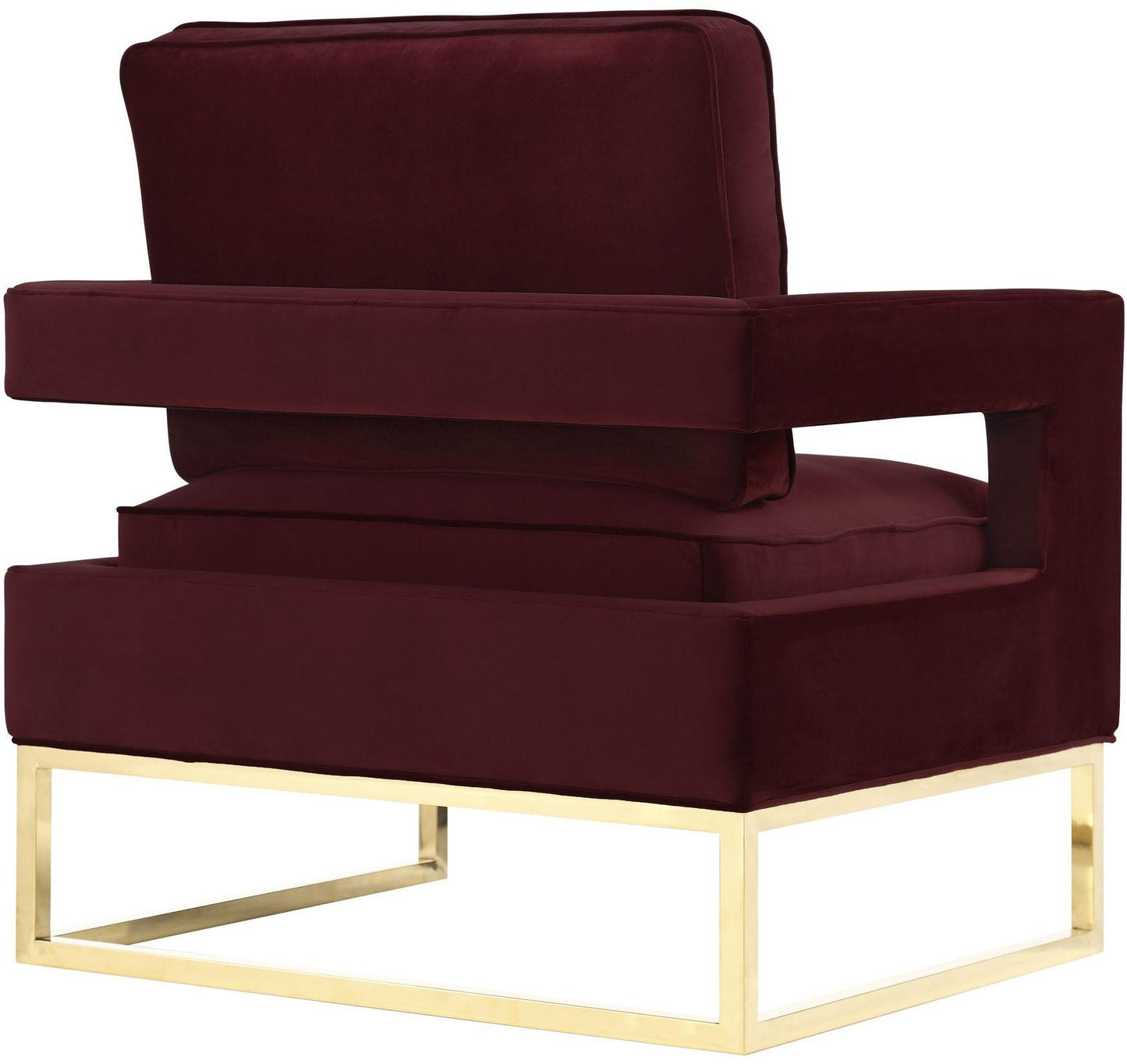 josephine maroon velvet chair with polished gold base